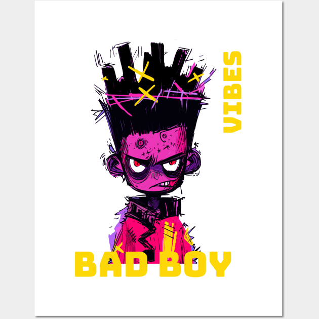 "Bad Boy Vibes" - Rebellious Attitude Art Print Wall Art by VectorAD